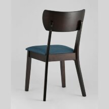 Комплект из четырех стульев Stool Group TOMAS мягкое синее сиденье деревянный каркас из массива гевеи