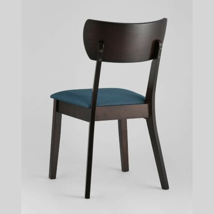 Комплект из четырех стульев Stool Group TOMAS мягкое синее сиденье деревянный каркас из массива гевеи 