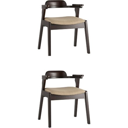 Комплект из двух стульев Stool Group VINCENT в мягкой бежевой обивке, деревянный каркас из массива гевеи 