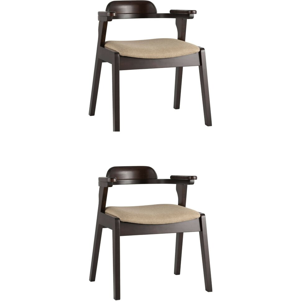 Комплект из двух стульев Stool Group VINCENT в мягкой бежевой обивке, деревянный каркас из массива гевеи Комплект из двух стульев Stool Group VINCENT в мягкой бежевой обивке, деревянный каркас из массива гевеи
