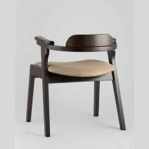Комплект из двух стульев Stool Group VINCENT в мягкой бежевой обивке, деревянный каркас из массива гевеи
