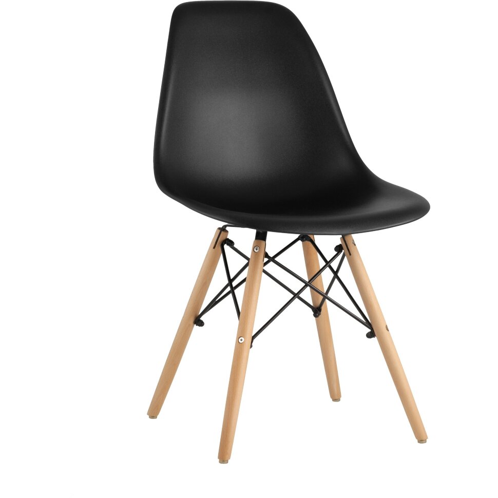 Стул Eames SIMPLE DSW черный, литой полипропилен, стальной каркас, натуральный массив бука Стул Eames SIMPLE DSW черный, литой полипропилен, стальной каркас, натуральный массив бука