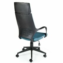 Кресло офисное / IQ / (black plastic blue) черный пластик / голубая ткань