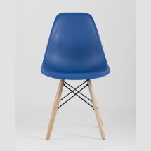 Стул Stool Group Eames Style DSW синий пластиковый, сталь, натуральный массив бука, 4 шт.