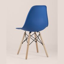 Стул Stool Group Eames Style DSW синий пластиковый, сталь, натуральный массив бука, 4 шт.