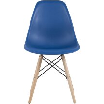 Стул Stool Group Eames Style DSW синий пластиковый, сталь, натуральный массив бука, 4 шт.