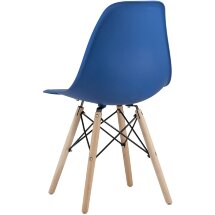 Стул Stool Group Eames Style DSW синий пластиковый, сталь, натуральный массив бука, 4 шт.