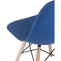 Стул Stool Group Eames Style DSW синий пластиковый, сталь, натуральный массив бука, 4 шт.