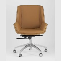 Компьютерное кресло TopChairs TopChairs Crown офисное коричневое, обивка экокожа, металлический каркас, механизм качания Мульт