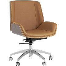 Компьютерное кресло TopChairs TopChairs Crown офисное коричневое, обивка экокожа, металлический каркас, механизм качания Мульт