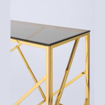 Консоль Stool Group АРТ ДЕКО 120*40 нержавеющая сталь золото стекло темный хром