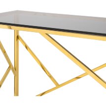 Консоль Stool Group АРТ ДЕКО 120*40 нержавеющая сталь золото стекло темный хром
