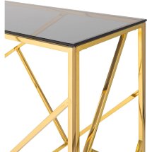 Консоль Stool Group АРТ ДЕКО 120*40 нержавеющая сталь золото стекло темный хром