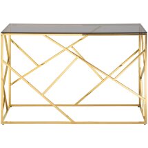 Консоль Stool Group АРТ ДЕКО 120*40 нержавеющая сталь золото стекло темный хром