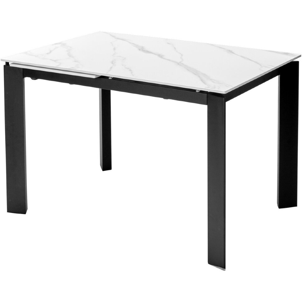 Стол КОРНЕР (CORNER) 120 цвет БЕЛЫЙ МРАМОР (MATT WHITE MARBLE SOLID CERAMIC) / ЧЕРНЫЙ, ®DISAUR Стол КОРНЕР (CORNER) 120 цвет БЕЛЫЙ МРАМОР (MATT WHITE MARBLE SOLID CERAMIC) / ЧЕРНЫЙ, ®DISAUR